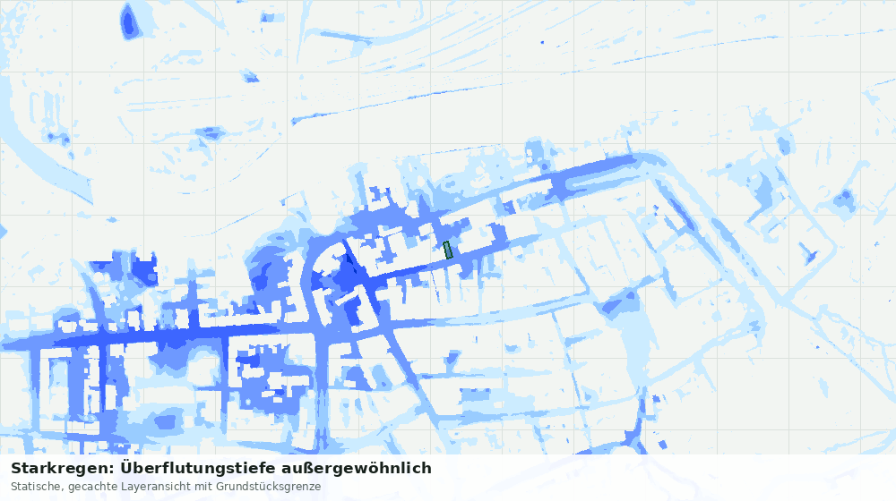 Statische Kartenansicht: Starkregen: Überflutungstiefe außergewöhnlich