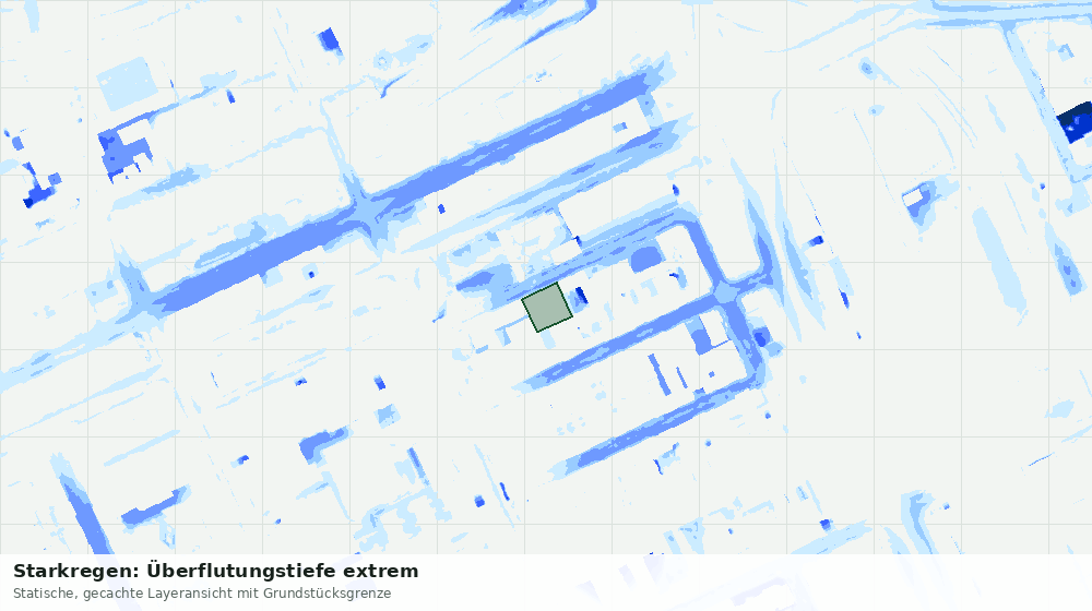 Statische Kartenansicht: Starkregen: Überflutungstiefe extrem
