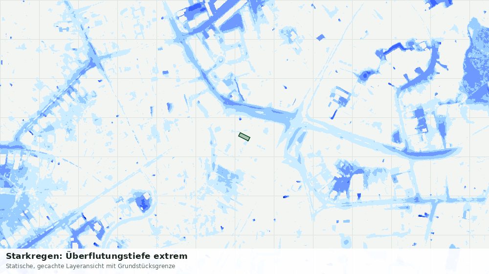 Statische Kartenansicht: Starkregen: Überflutungstiefe extrem