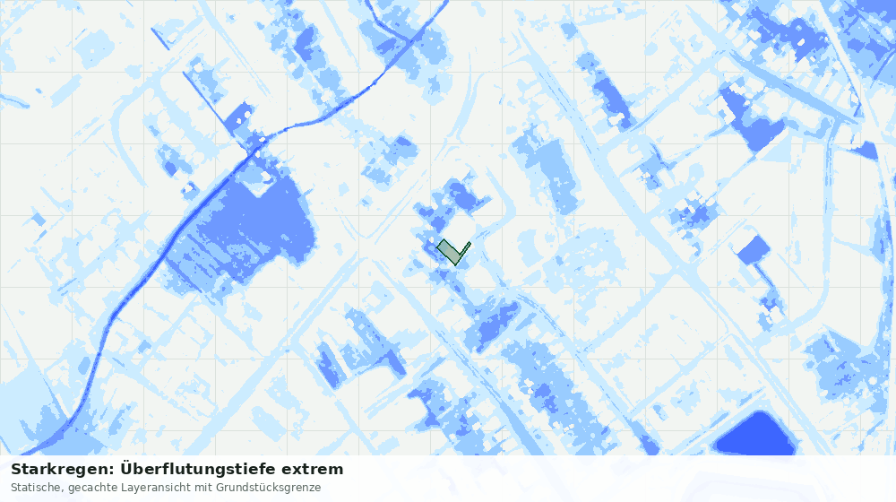 Statische Kartenansicht: Starkregen: Überflutungstiefe extrem