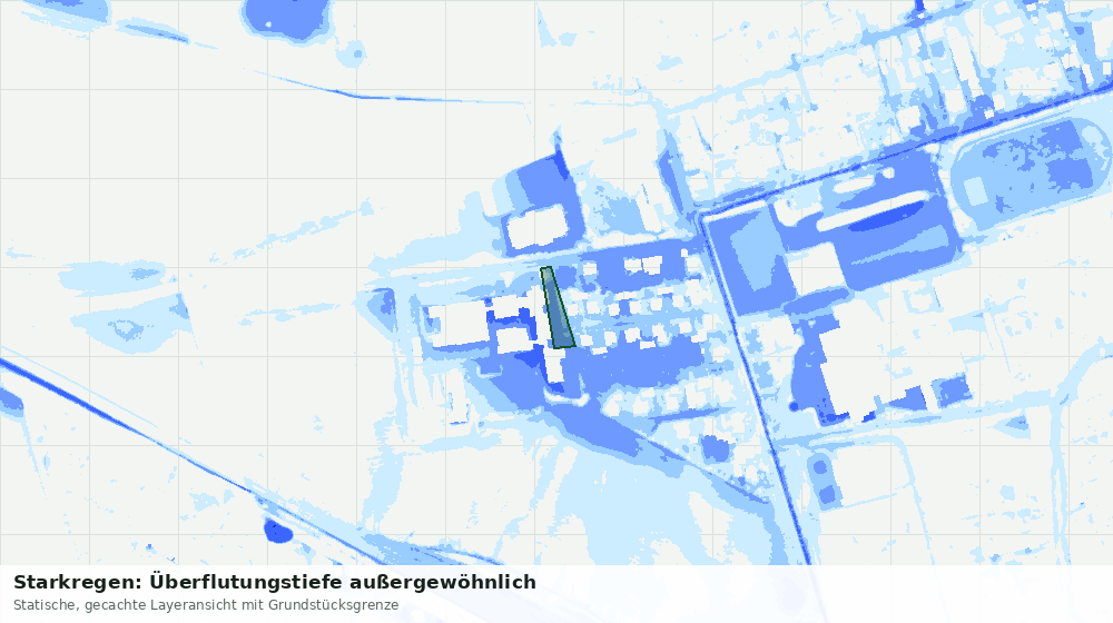 Statische Kartenansicht: Starkregen: Überflutungstiefe außergewöhnlich
