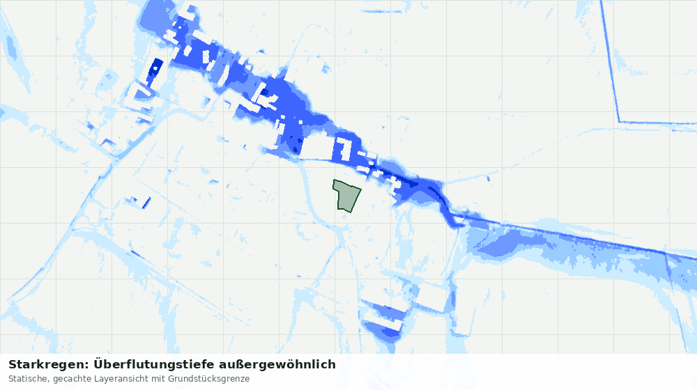 Statische Kartenansicht: Starkregen: Überflutungstiefe außergewöhnlich