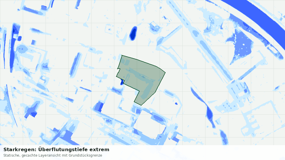 Statische Kartenansicht: Starkregen: Überflutungstiefe extrem