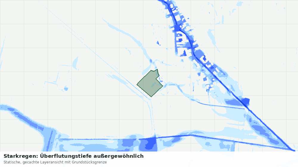 Statische Kartenansicht: Starkregen: Überflutungstiefe außergewöhnlich