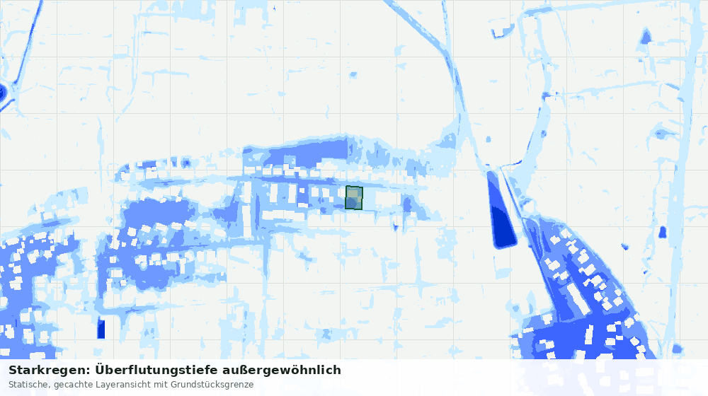 Statische Kartenansicht: Starkregen: Überflutungstiefe außergewöhnlich