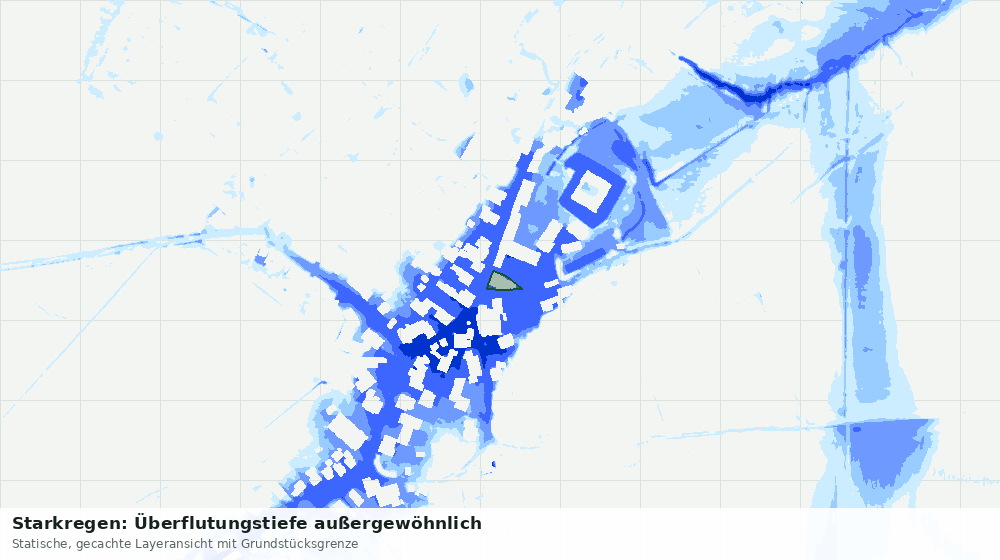 Statische Kartenansicht: Starkregen: Überflutungstiefe außergewöhnlich