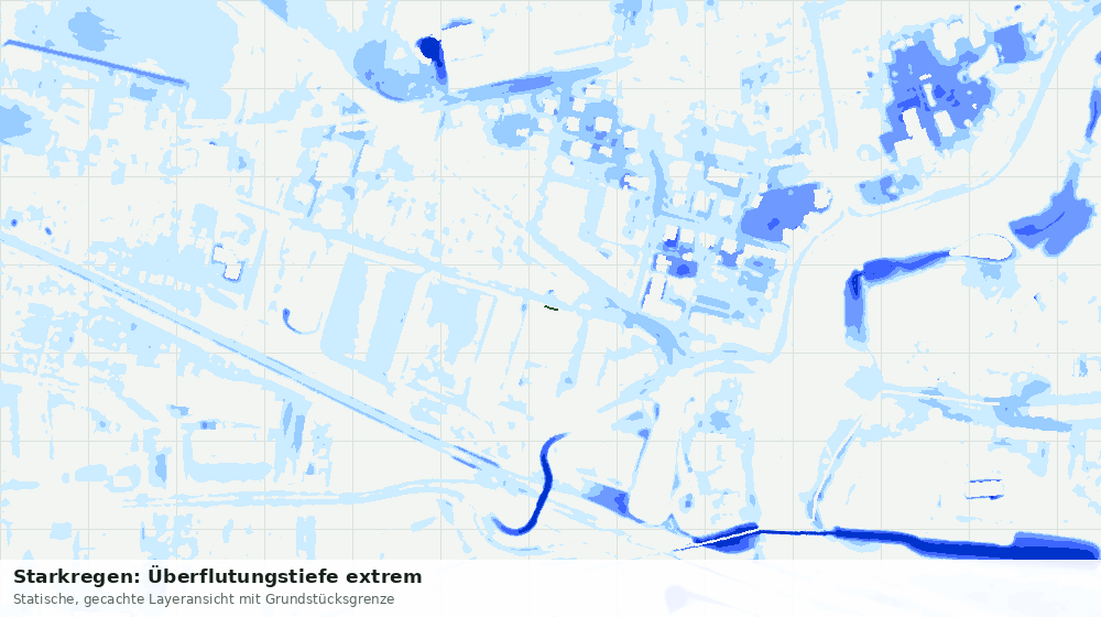Statische Kartenansicht: Starkregen: Überflutungstiefe extrem