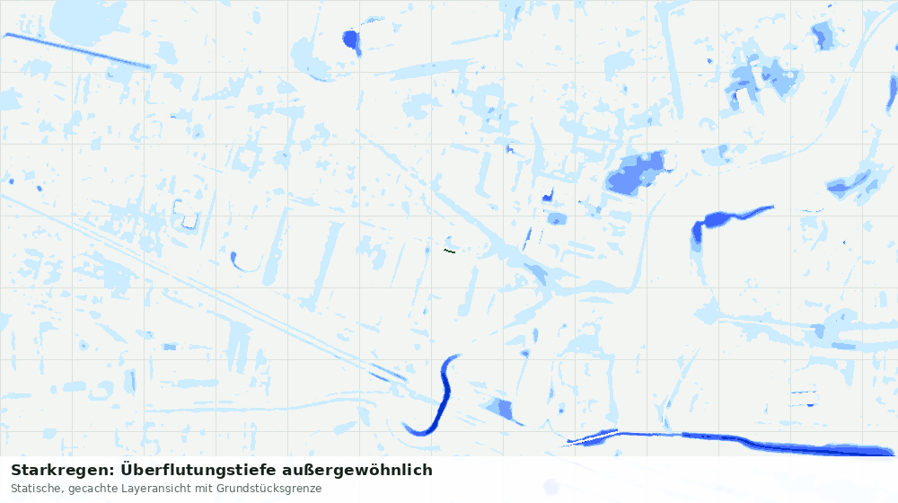 Statische Kartenansicht: Starkregen: Überflutungstiefe außergewöhnlich