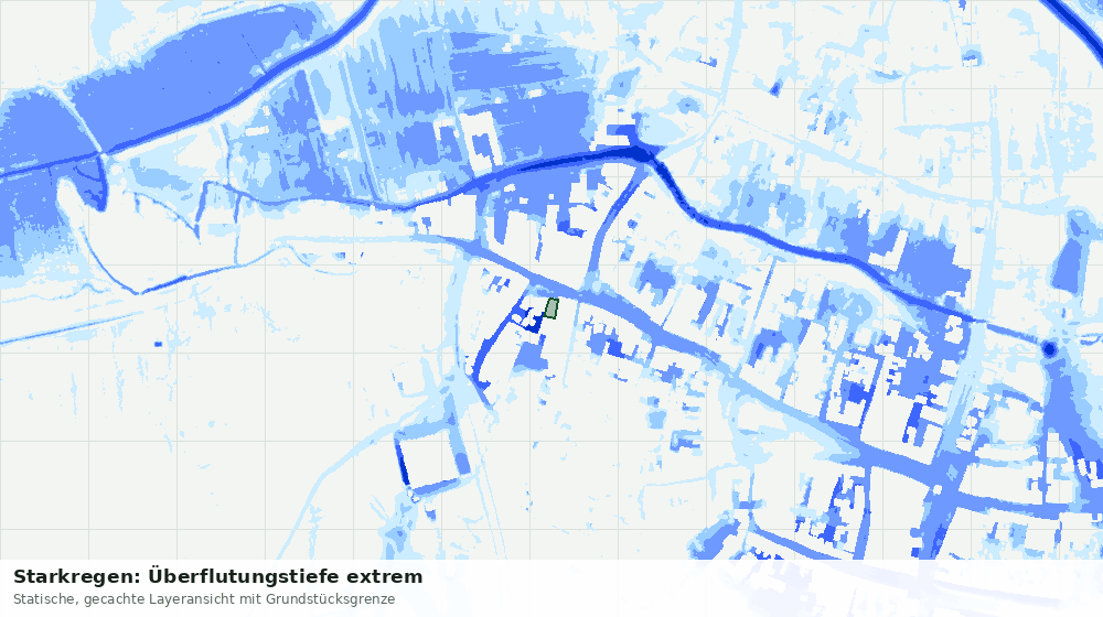 Statische Kartenansicht: Starkregen: Überflutungstiefe extrem