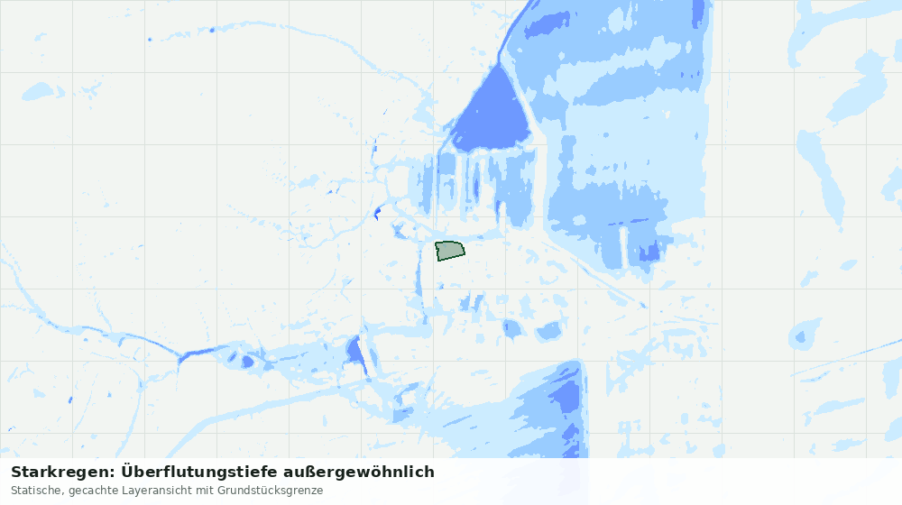 Statische Kartenansicht: Starkregen: Überflutungstiefe außergewöhnlich