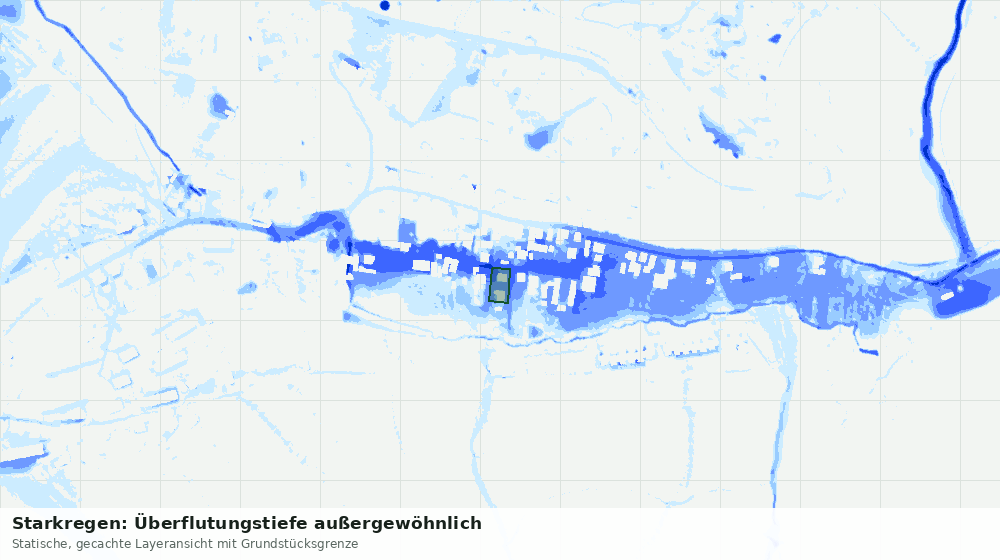 Statische Kartenansicht: Starkregen: Überflutungstiefe außergewöhnlich