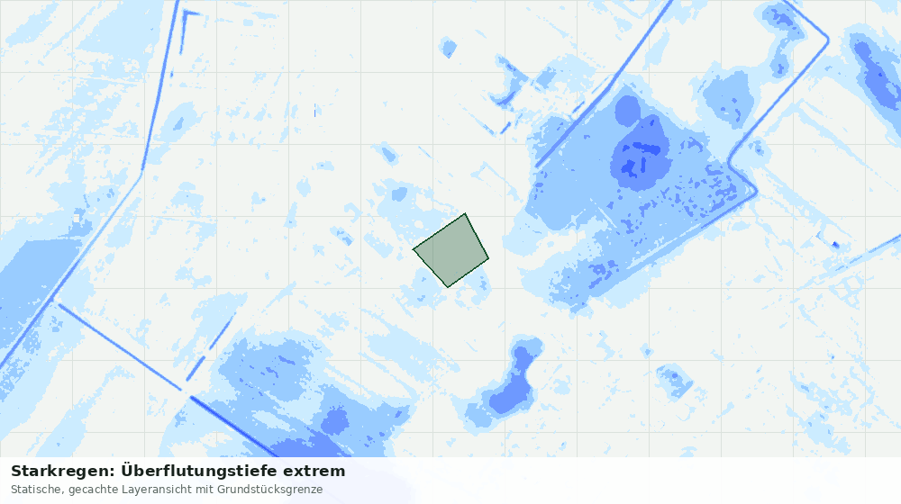 Statische Kartenansicht: Starkregen: Überflutungstiefe extrem