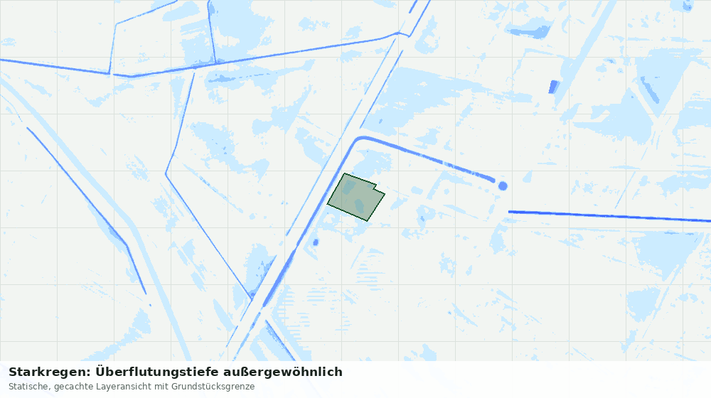 Statische Kartenansicht: Starkregen: Überflutungstiefe außergewöhnlich