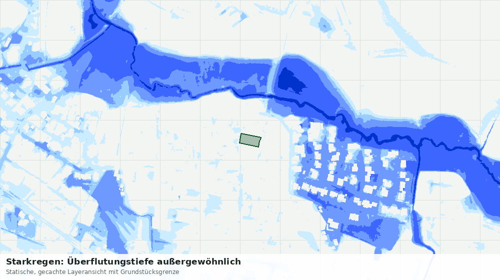 Statische Kartenansicht: Starkregen: Überflutungstiefe außergewöhnlich