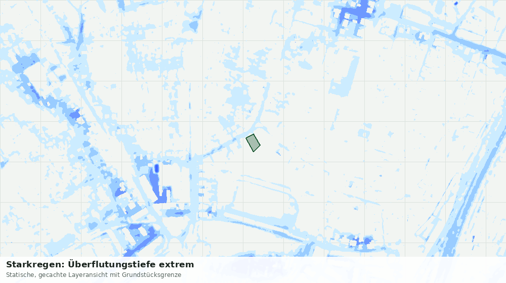 Statische Kartenansicht: Starkregen: Überflutungstiefe extrem