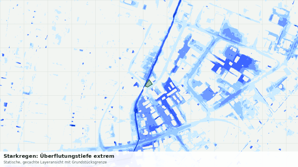 Statische Kartenansicht: Starkregen: Überflutungstiefe extrem