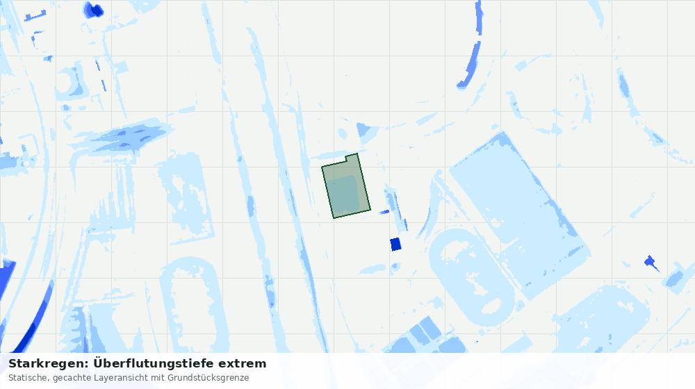 Statische Kartenansicht: Starkregen: Überflutungstiefe extrem