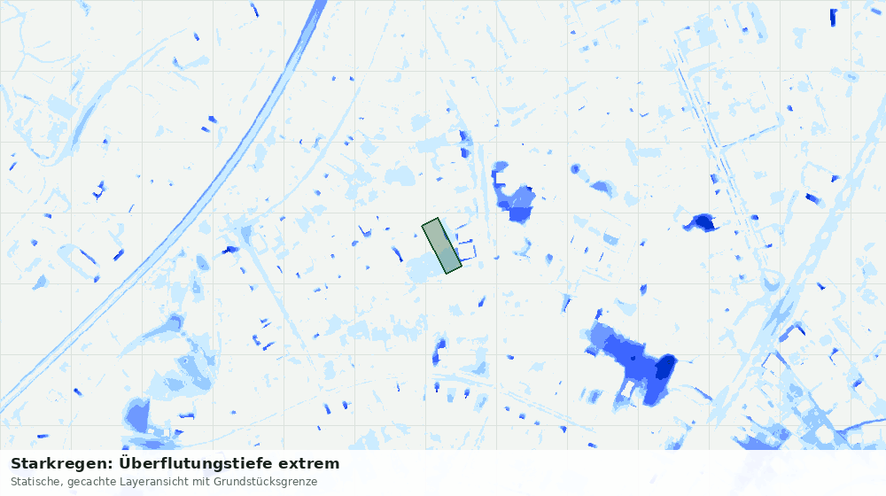 Statische Kartenansicht: Starkregen: Überflutungstiefe extrem
