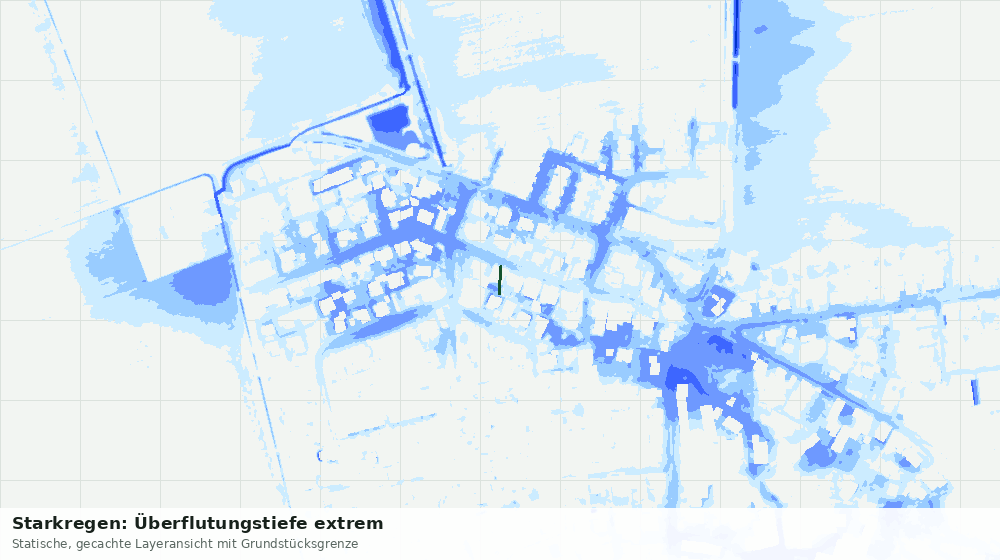 Statische Kartenansicht: Starkregen: Überflutungstiefe extrem