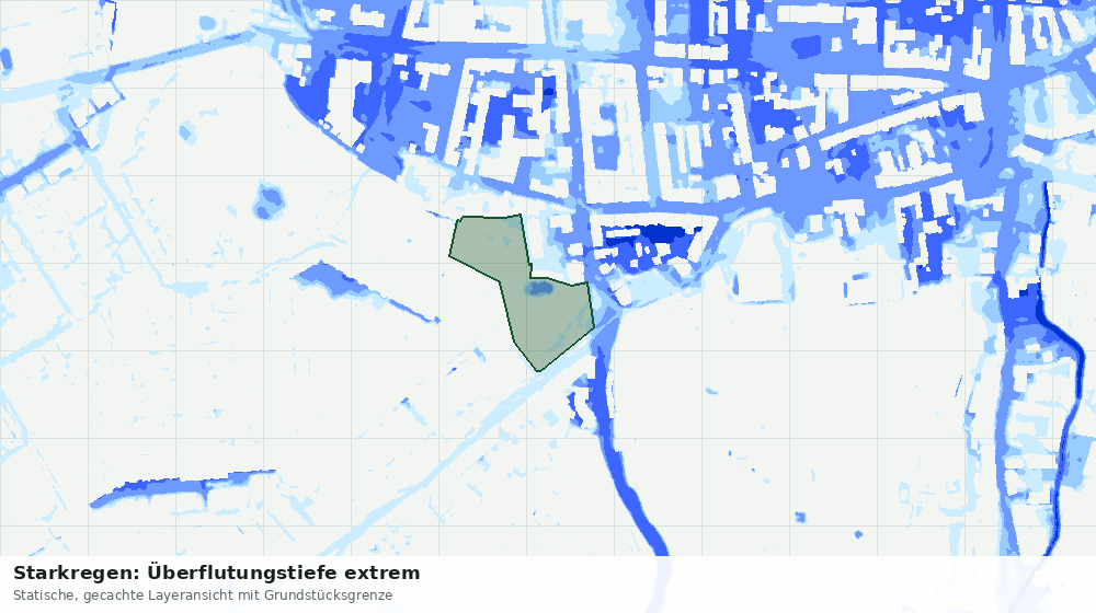 Statische Kartenansicht: Starkregen: Überflutungstiefe extrem