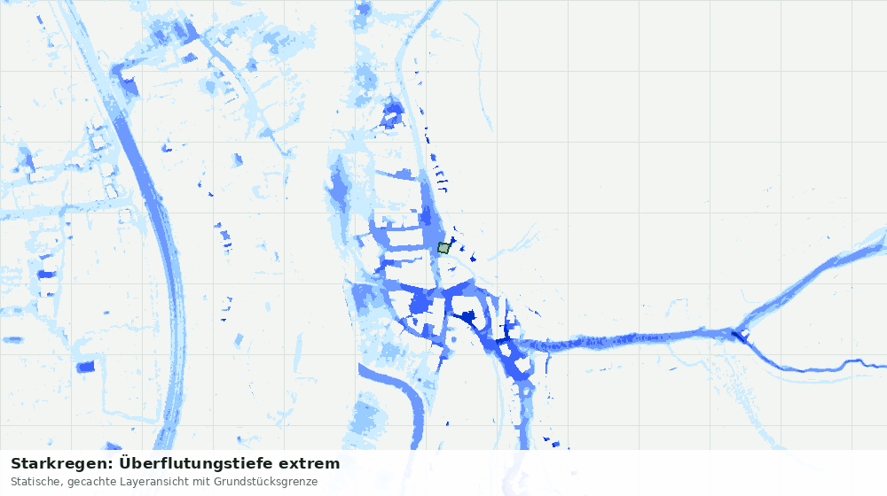 Statische Kartenansicht: Starkregen: Überflutungstiefe extrem