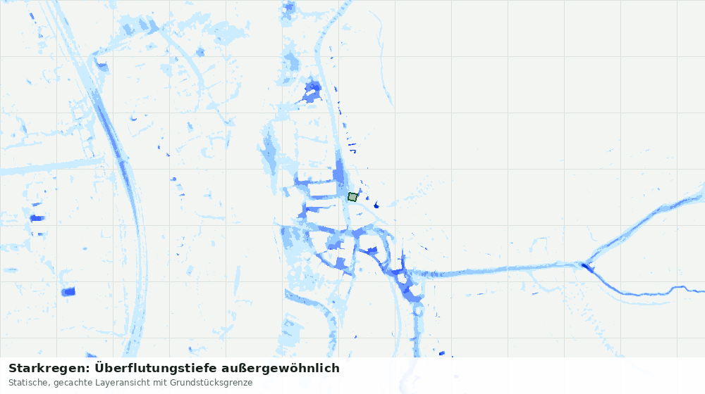 Statische Kartenansicht: Starkregen: Überflutungstiefe außergewöhnlich