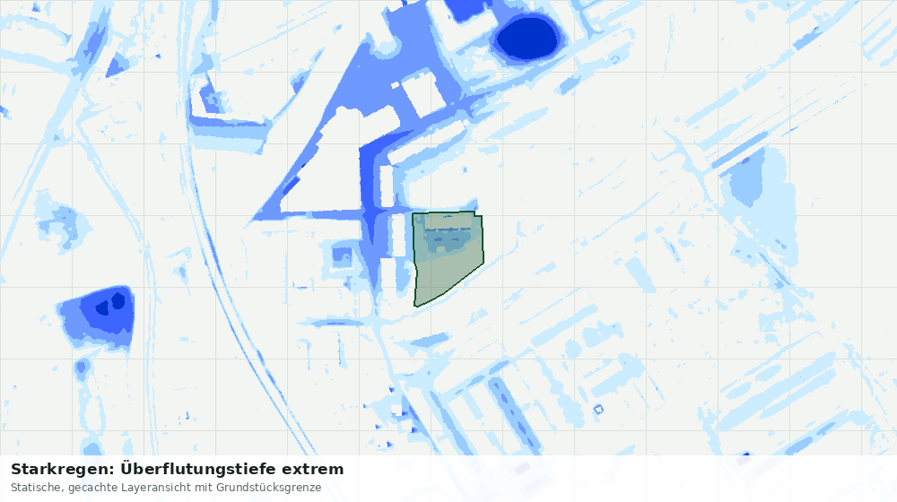 Statische Kartenansicht: Starkregen: Überflutungstiefe extrem