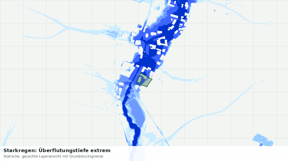 Statische Kartenansicht: Starkregen: Überflutungstiefe extrem
