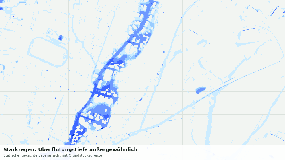 Statische Kartenansicht: Starkregen: Überflutungstiefe außergewöhnlich