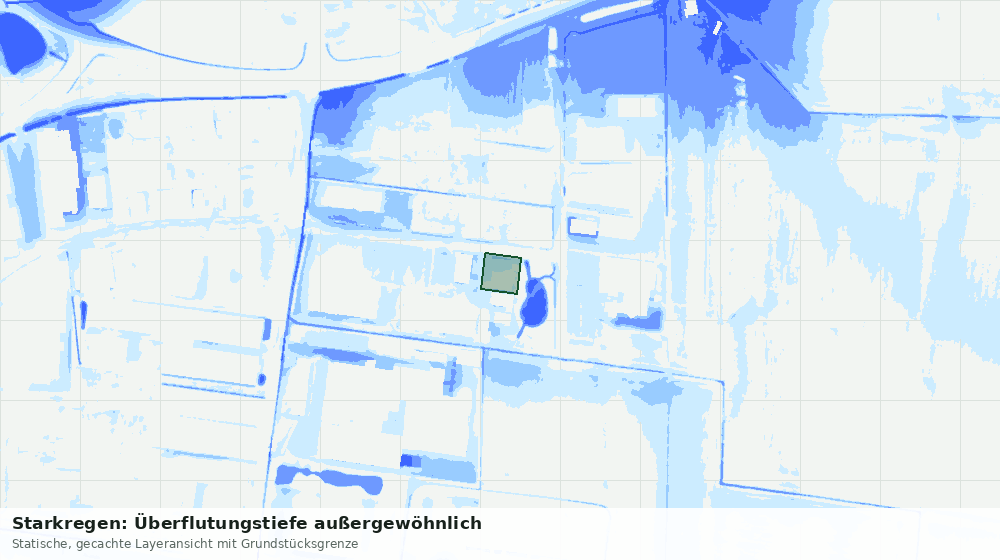 Statische Kartenansicht: Starkregen: Überflutungstiefe außergewöhnlich