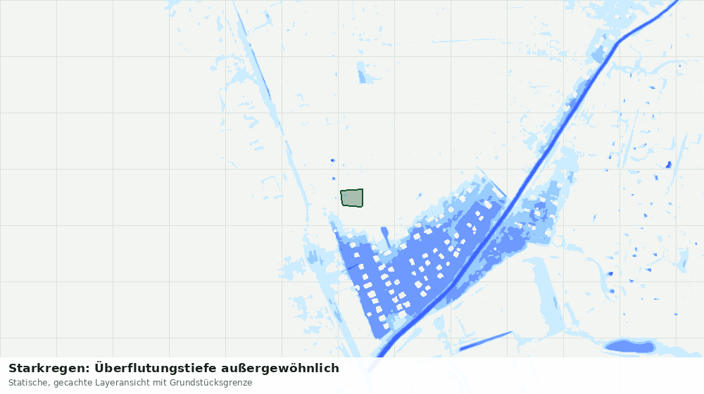 Statische Kartenansicht: Starkregen: Überflutungstiefe außergewöhnlich