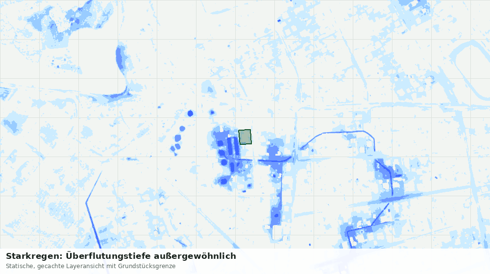 Statische Kartenansicht: Starkregen: Überflutungstiefe außergewöhnlich