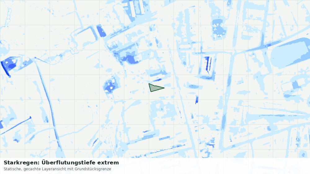 Statische Kartenansicht: Starkregen: Überflutungstiefe extrem