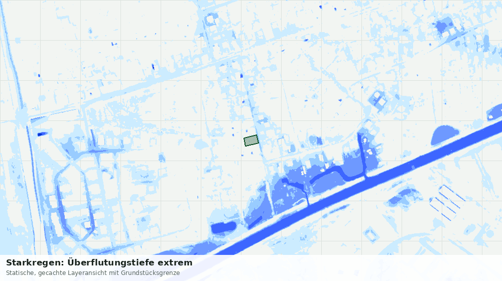 Statische Kartenansicht: Starkregen: Überflutungstiefe extrem