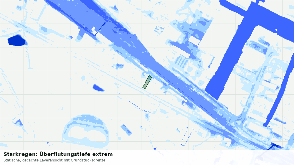 Statische Kartenansicht: Starkregen: Überflutungstiefe extrem