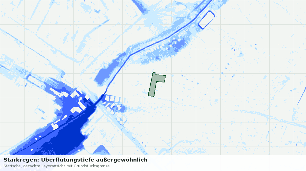Statische Kartenansicht: Starkregen: Überflutungstiefe außergewöhnlich