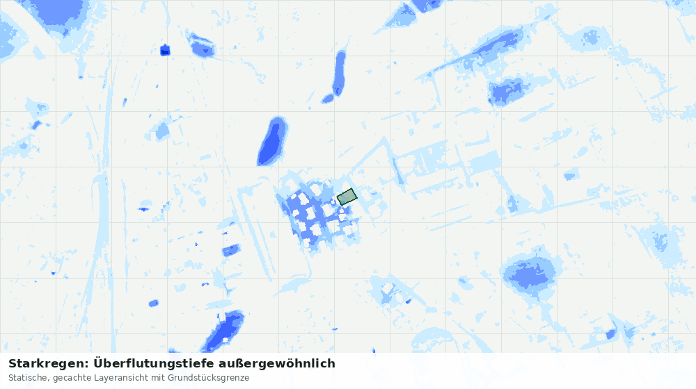 Statische Kartenansicht: Starkregen: Überflutungstiefe außergewöhnlich