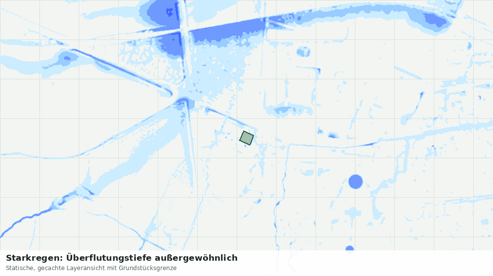 Statische Kartenansicht: Starkregen: Überflutungstiefe außergewöhnlich