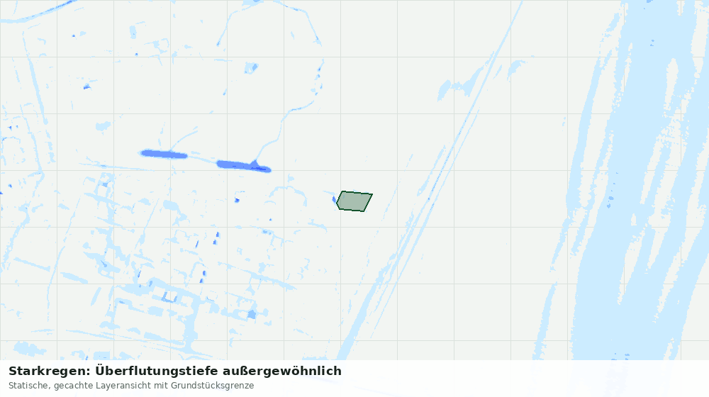 Statische Kartenansicht: Starkregen: Überflutungstiefe außergewöhnlich