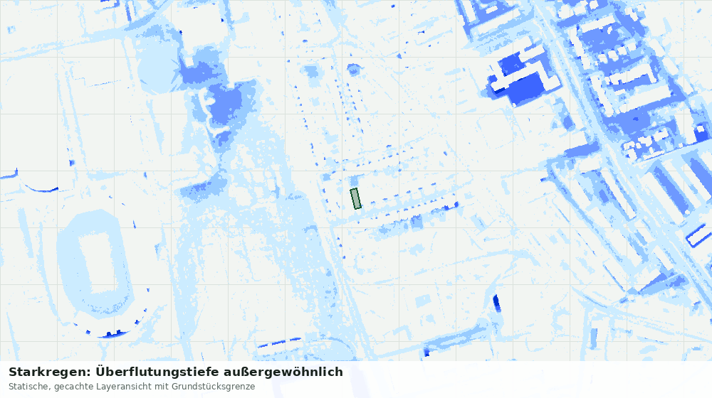 Statische Kartenansicht: Starkregen: Überflutungstiefe außergewöhnlich