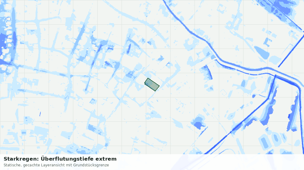 Statische Kartenansicht: Starkregen: Überflutungstiefe extrem
