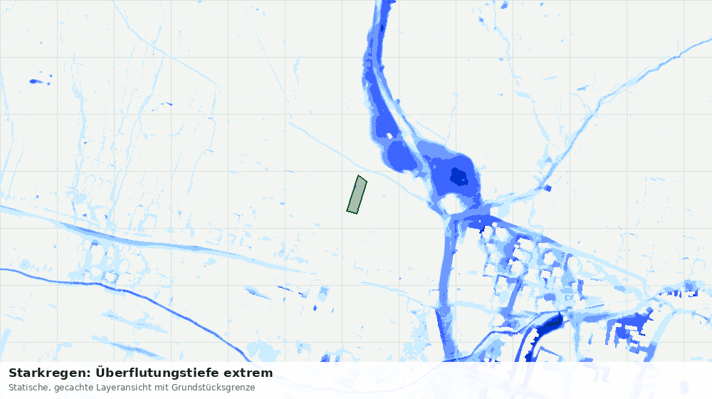 Statische Kartenansicht: Starkregen: Überflutungstiefe extrem