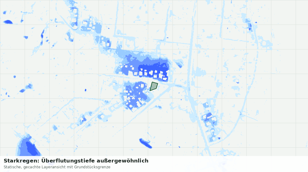Statische Kartenansicht: Starkregen: Überflutungstiefe außergewöhnlich