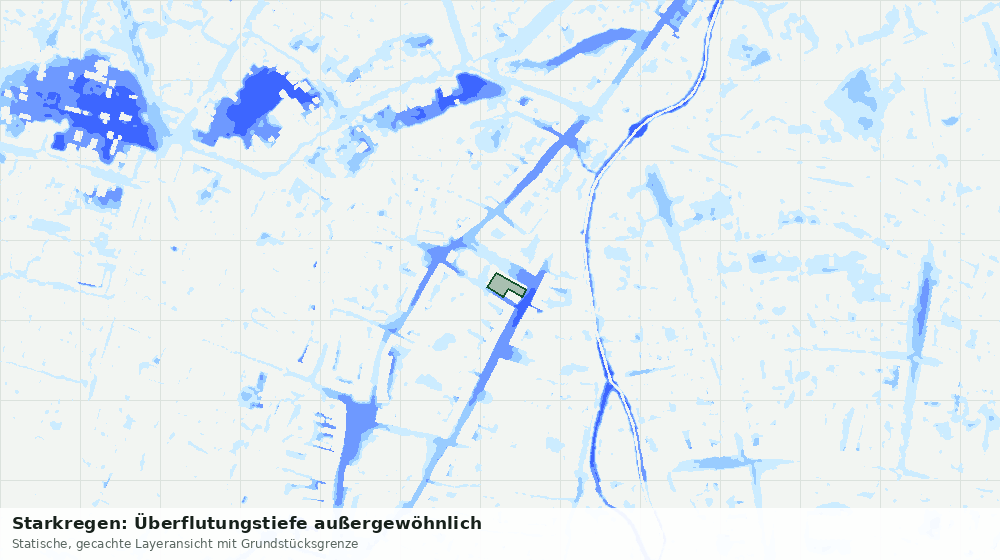 Statische Kartenansicht: Starkregen: Überflutungstiefe außergewöhnlich