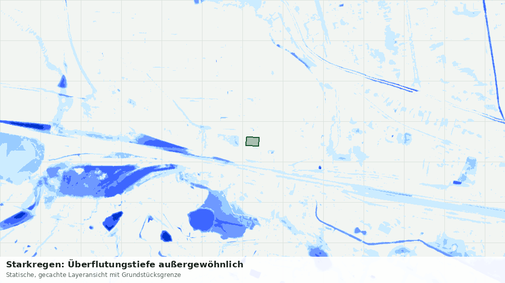 Statische Kartenansicht: Starkregen: Überflutungstiefe außergewöhnlich