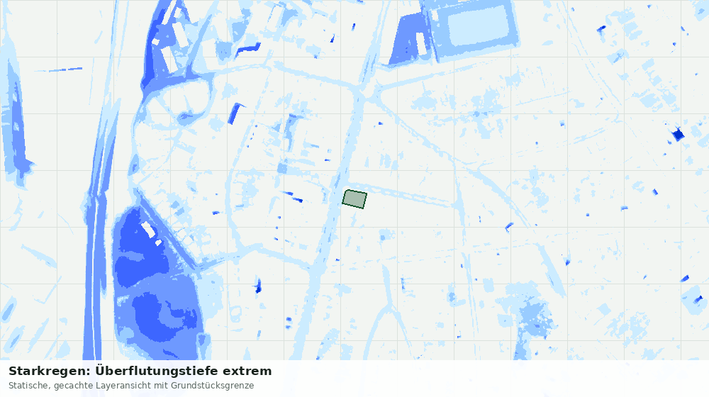 Statische Kartenansicht: Starkregen: Überflutungstiefe extrem