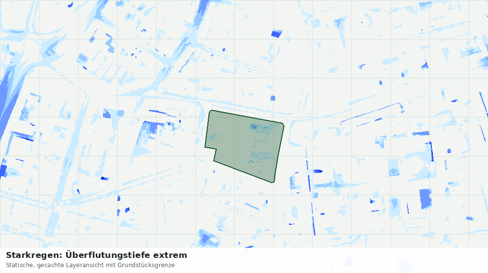 Statische Kartenansicht: Starkregen: Überflutungstiefe extrem