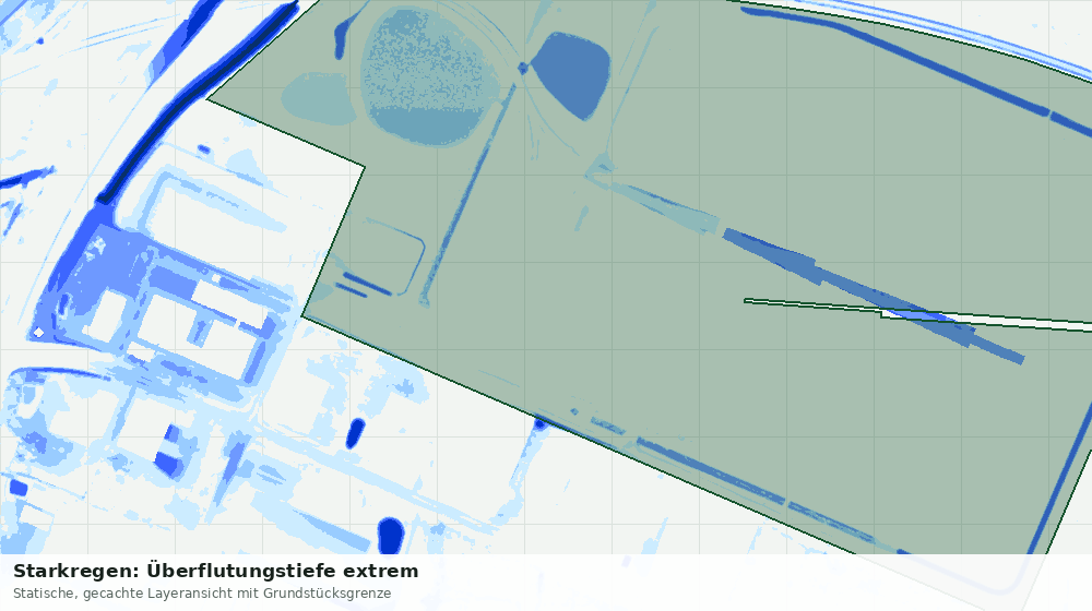 Statische Kartenansicht: Starkregen: Überflutungstiefe extrem