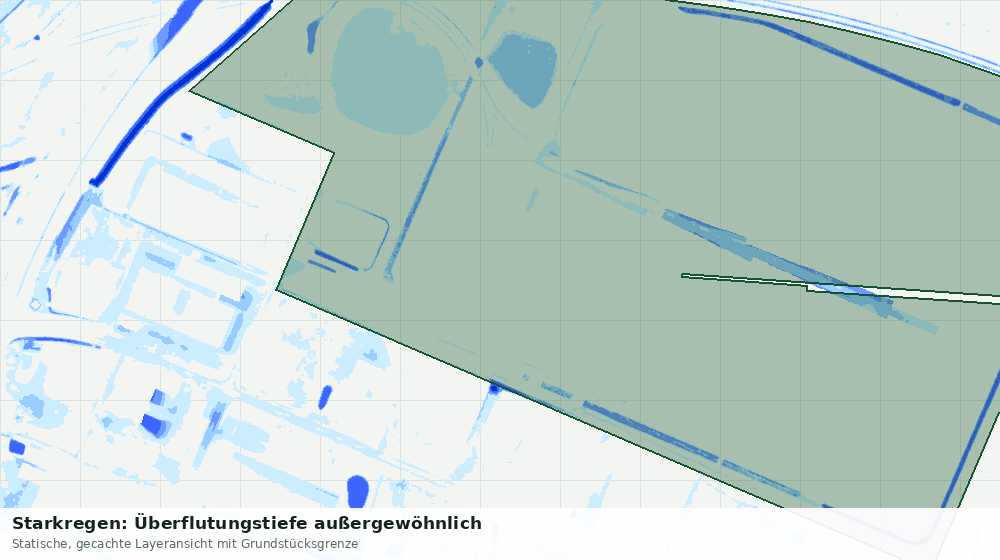 Statische Kartenansicht: Starkregen: Überflutungstiefe außergewöhnlich