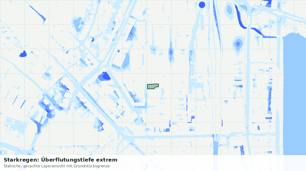 Statische Kartenansicht: Starkregen: Überflutungstiefe extrem